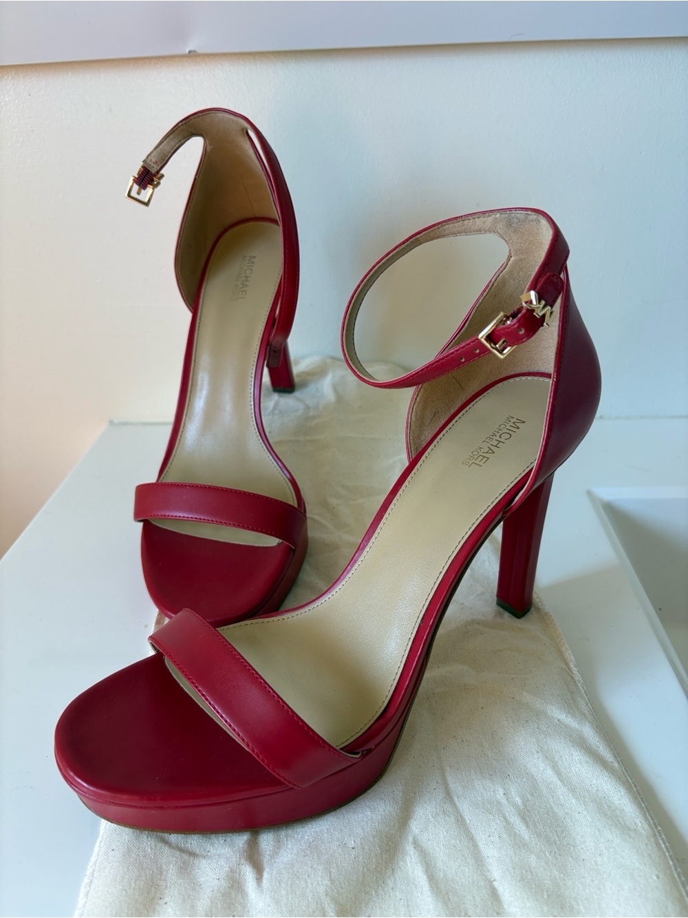 MICHAEL Michael Kors Red Platform Ankle-Strap Heels